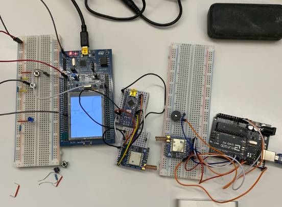 STM32 + Push Buttons (left), LoRa (right)